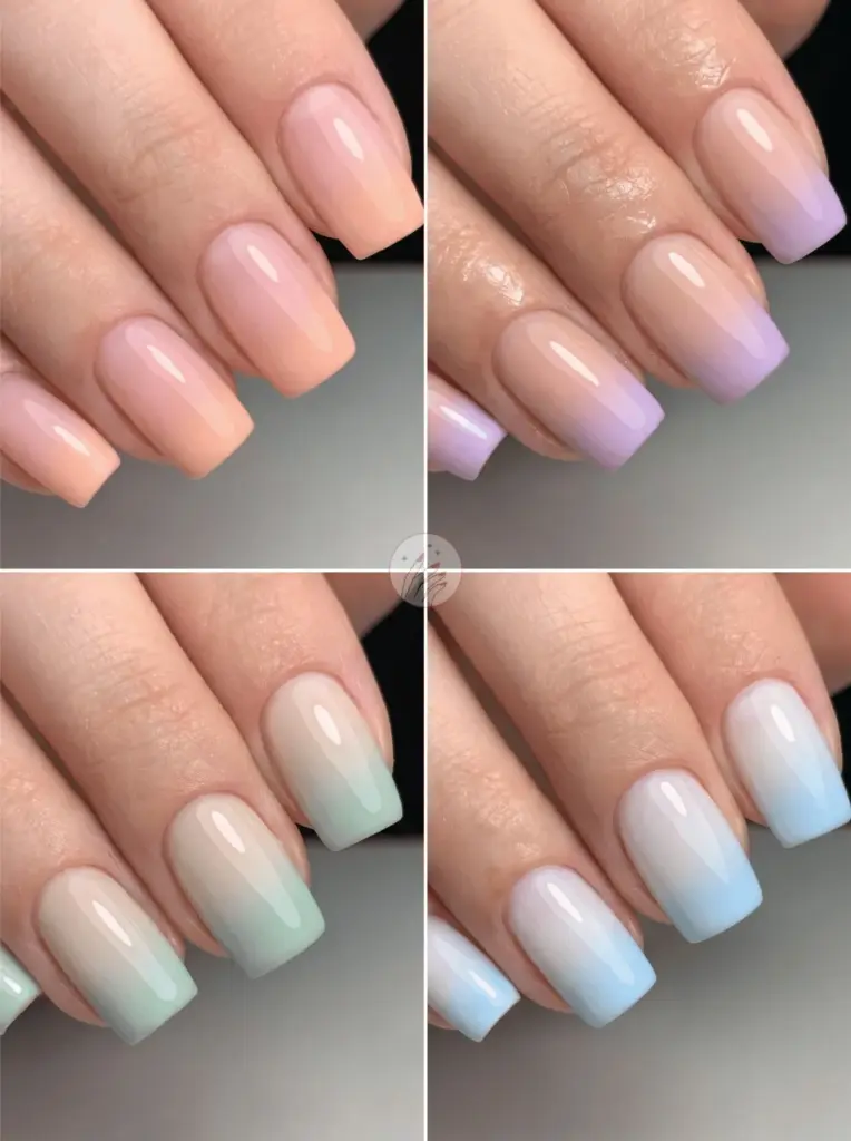 Soft Ombre Square Nail Design