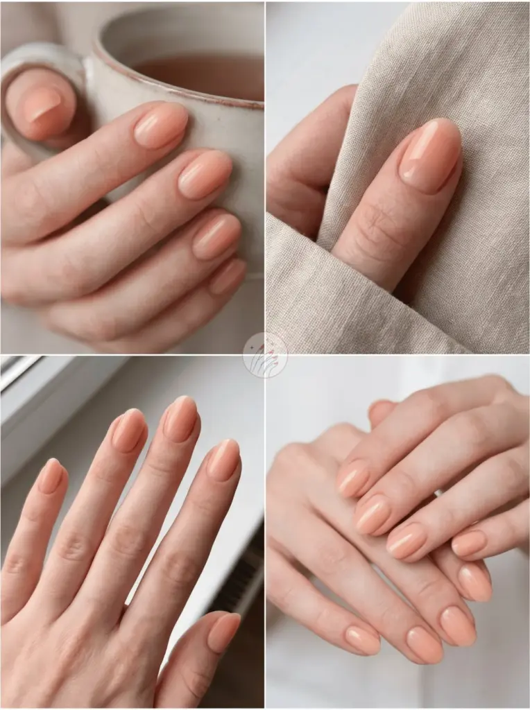 Soft Pastel Peach Orange Nails