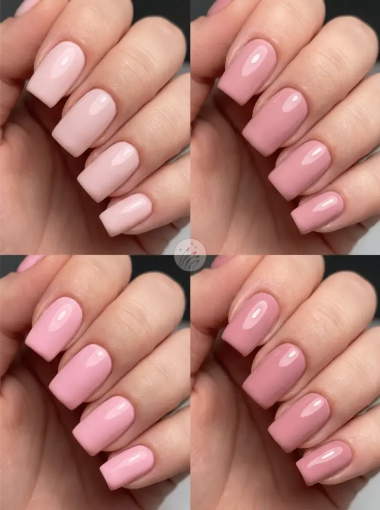 Solid Pink Square Gel Nails