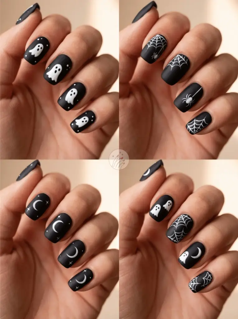 Spooky Black Halloween Nails