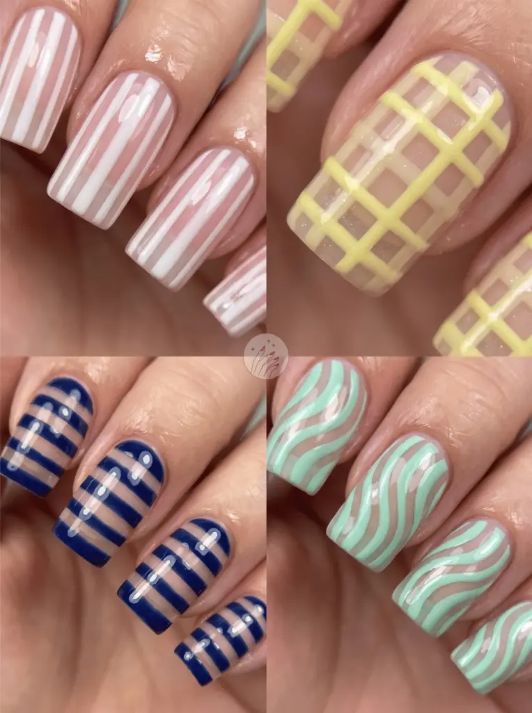 Striped Square Nail Pattern Ideas