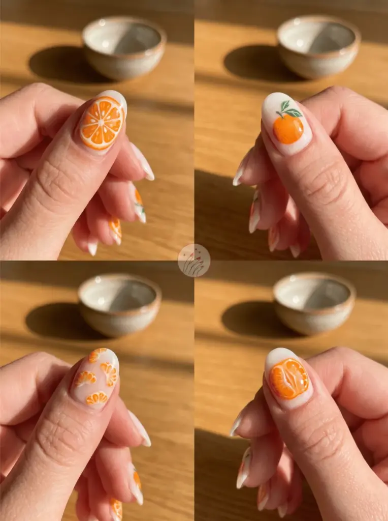 Tangerine Citrus Fruit Nail Art