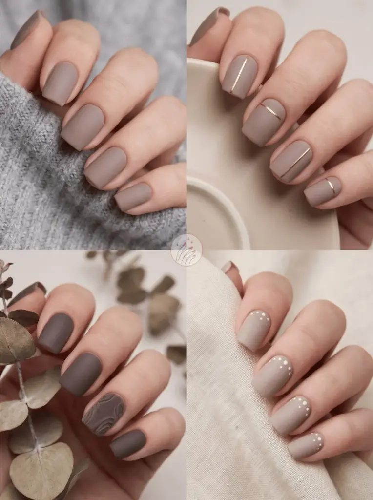Taupe Matte Square Nail Style