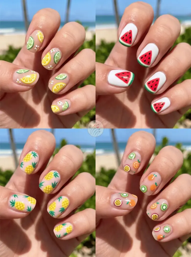 Tropical Fruit Multi-Colour Nails