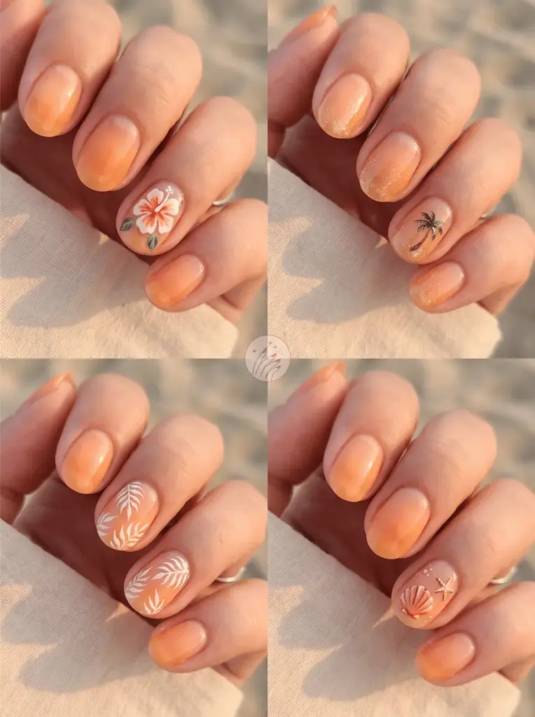 Tropical Orange Vacation Nail Art