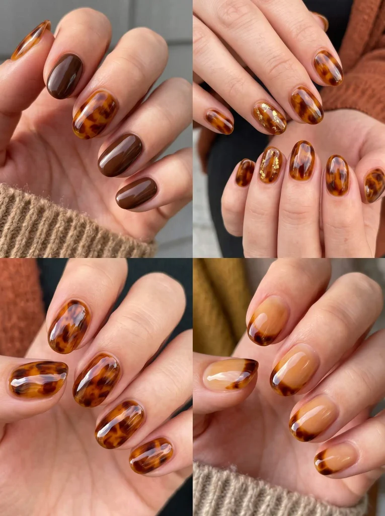 Amber Tortoiseshell Fall Nail Designs