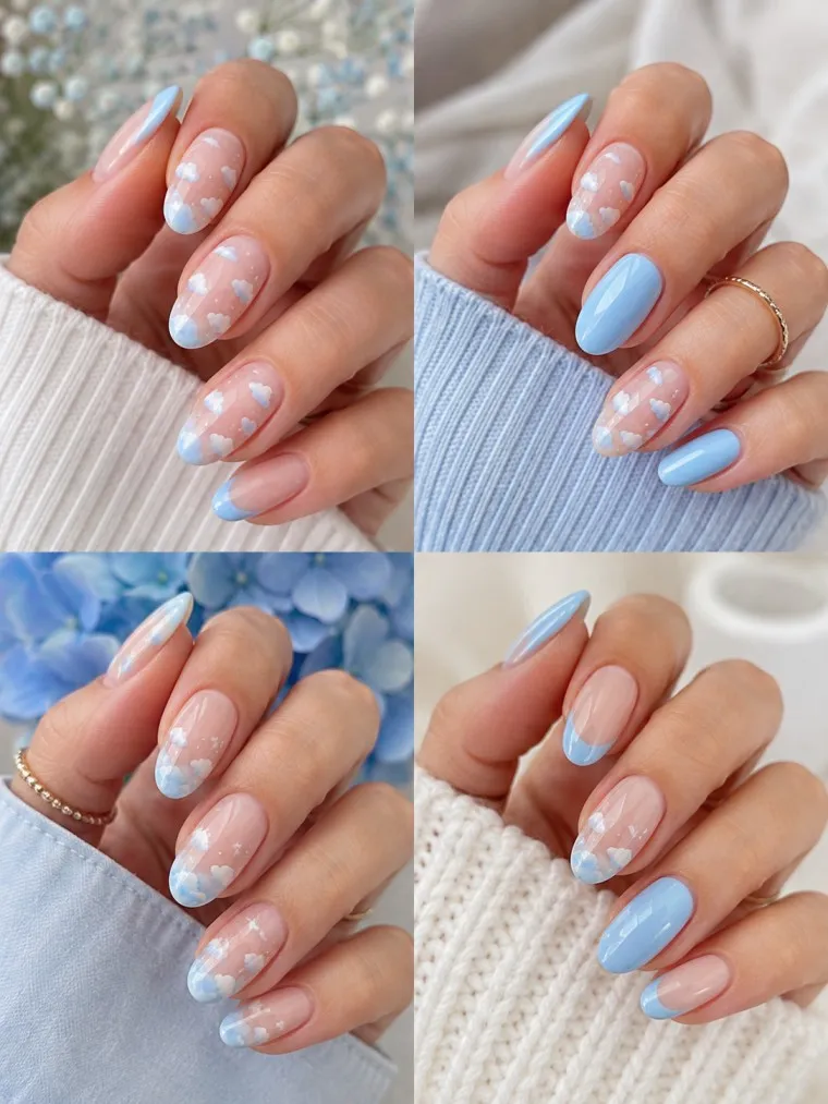 Baby Blue Cloud Spring Nails
