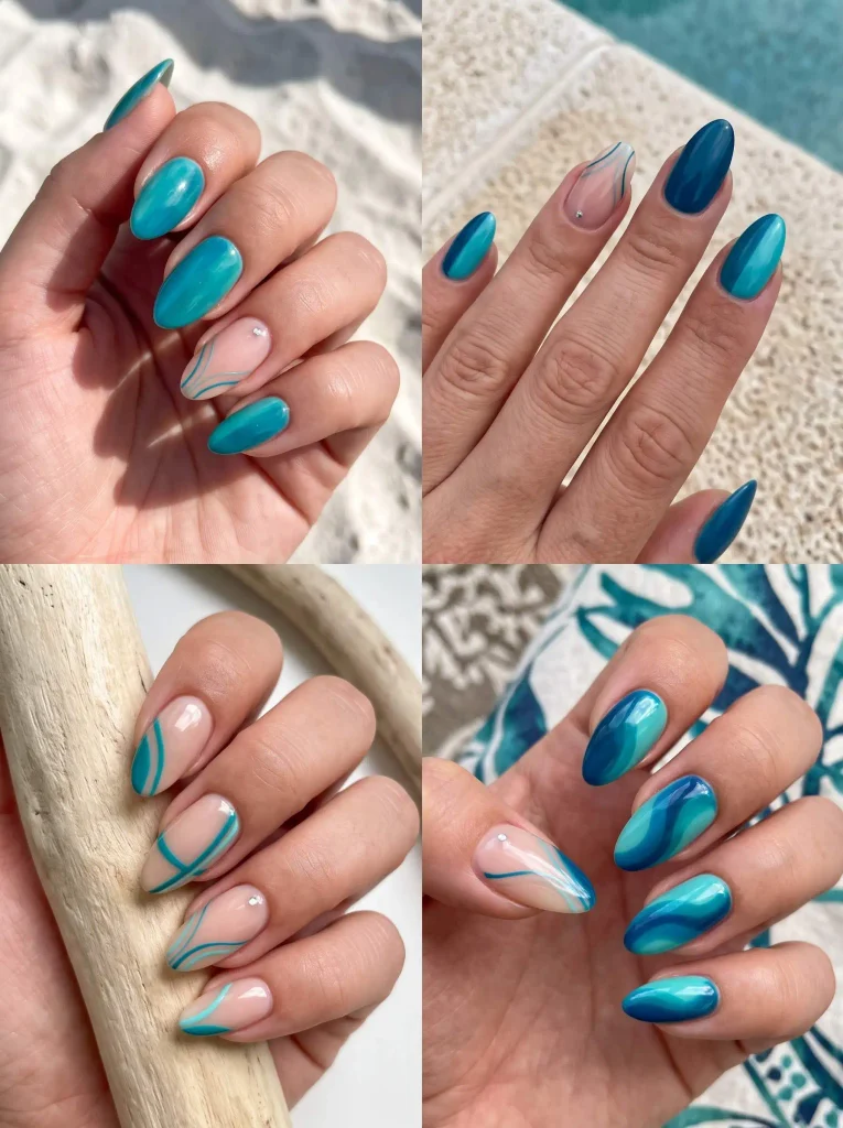 Blue Teal Summer Nail Designs