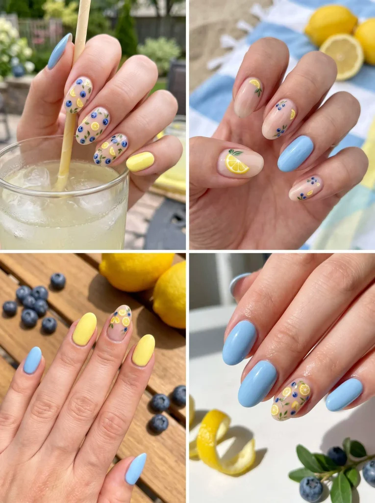 Blueberry Lemonade Summer Nails