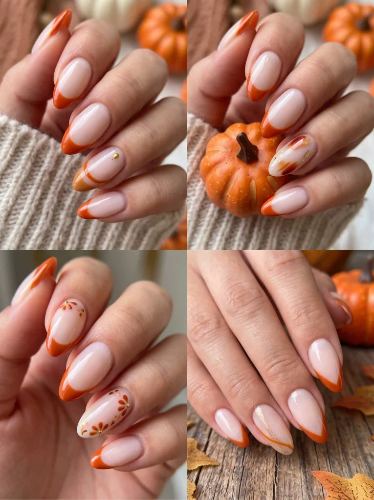 Burnt Orange French Tip Nails
