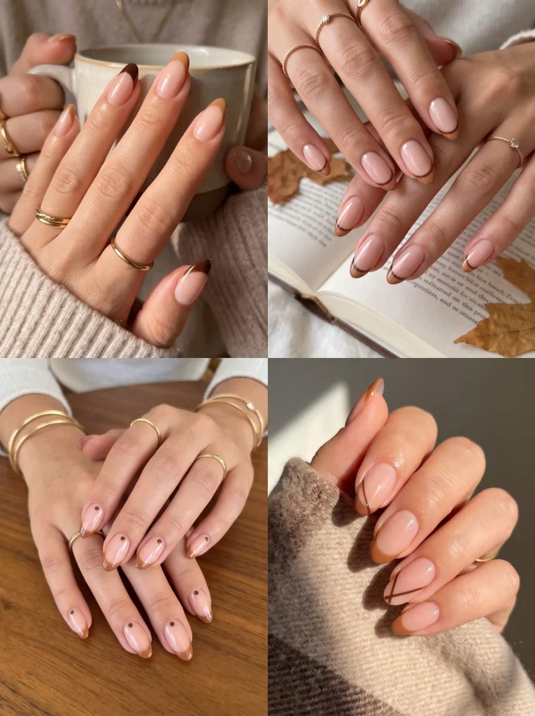 Caramel French Tip Fall Nails