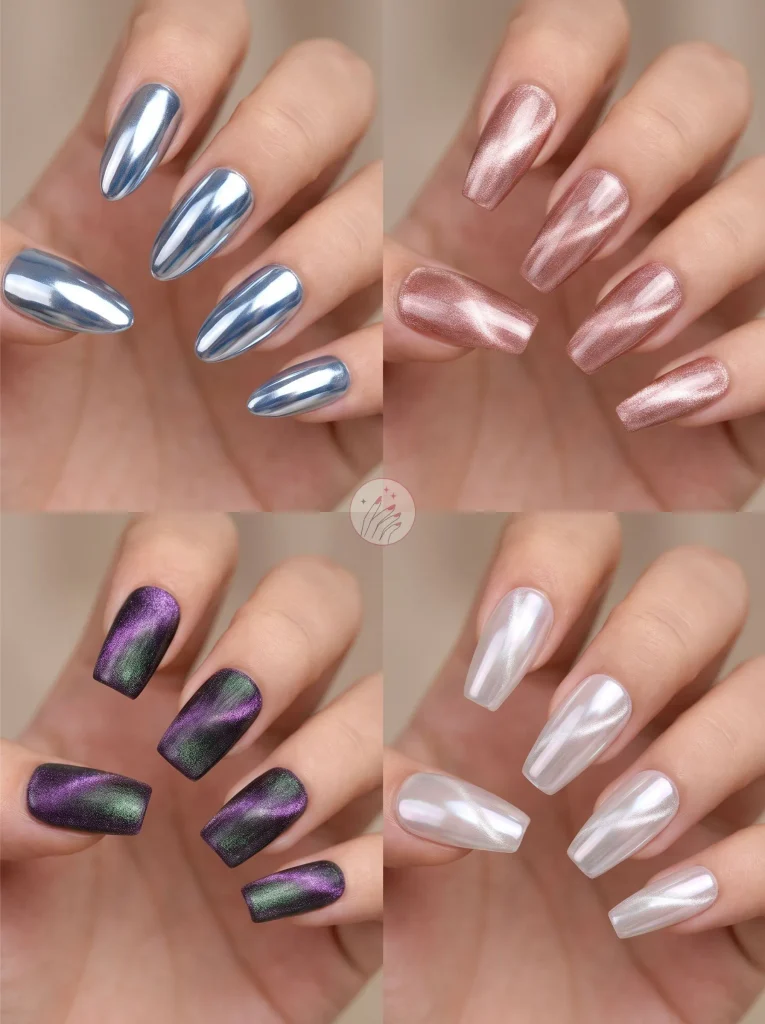 Chrome And Cat Eye Polygel
