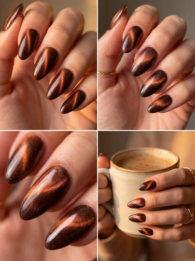 Cinnamon Velvet Cat Eye Nails
