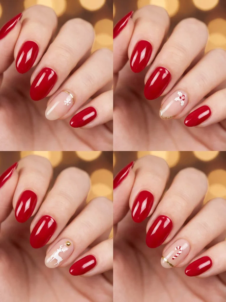 Classic Red Glossy Christmas Nails