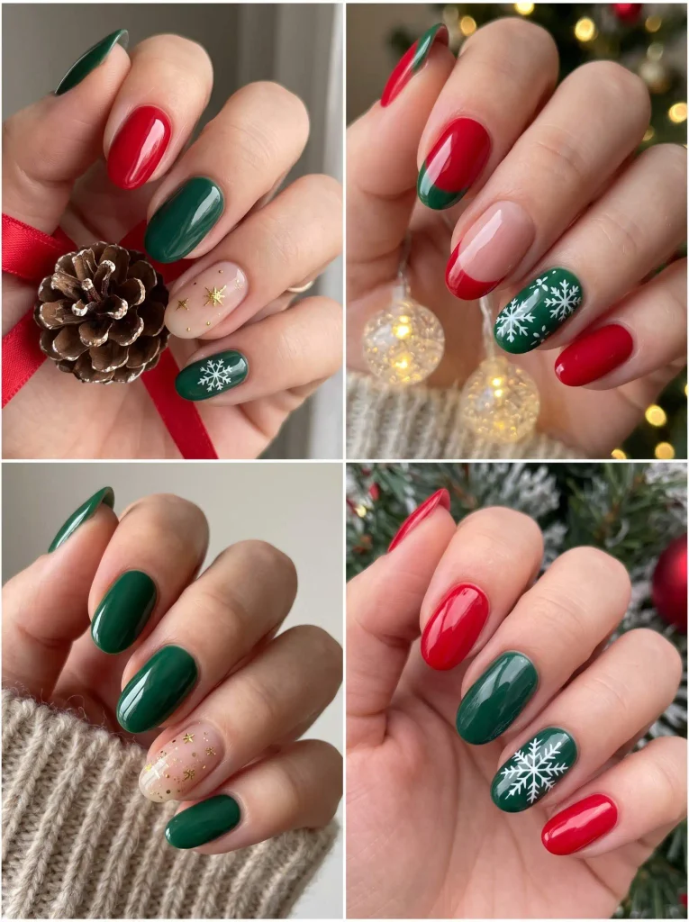 Classic Red Green Christmas Nails