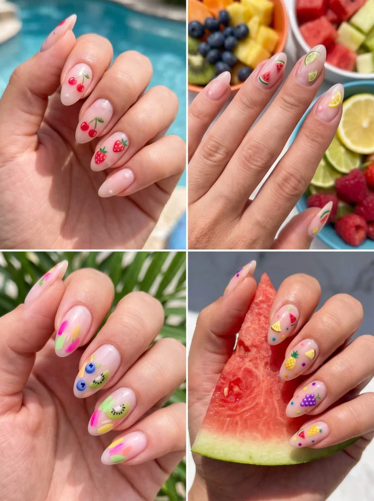 Colorful Fruit Cocktail Summer Nails