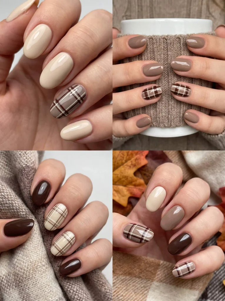 Cozy November Plaid Nail Designs