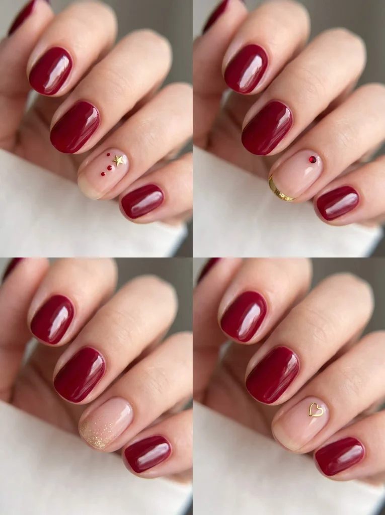Cranberry Red Minimal Holiday Nails