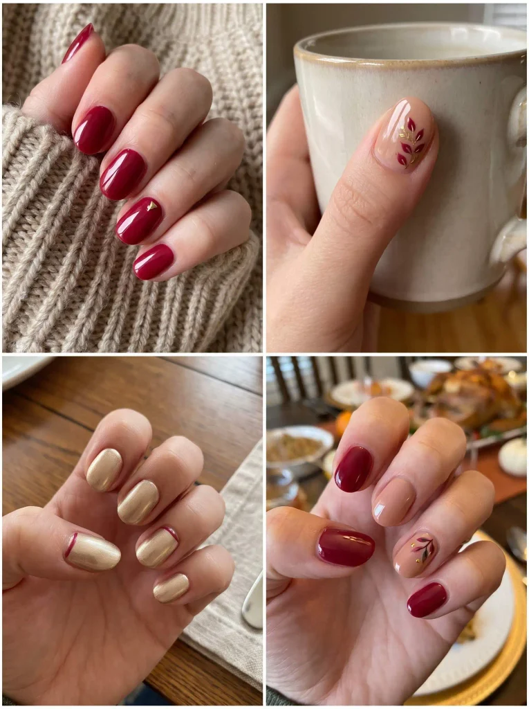Cranberry Thanksgiving Holiday Nails