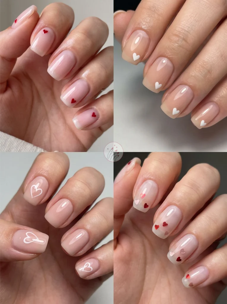 Cute Heart Detail Gel Nails