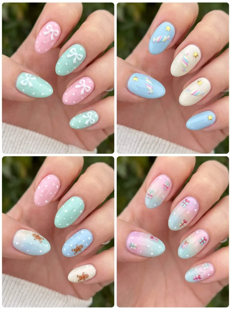 Cute Pastel Xmas Nail Art