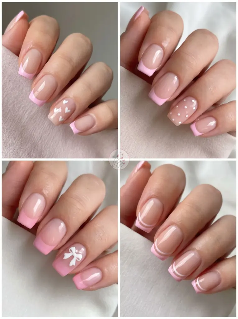 Cute Pink French Tip Acrylic Nails