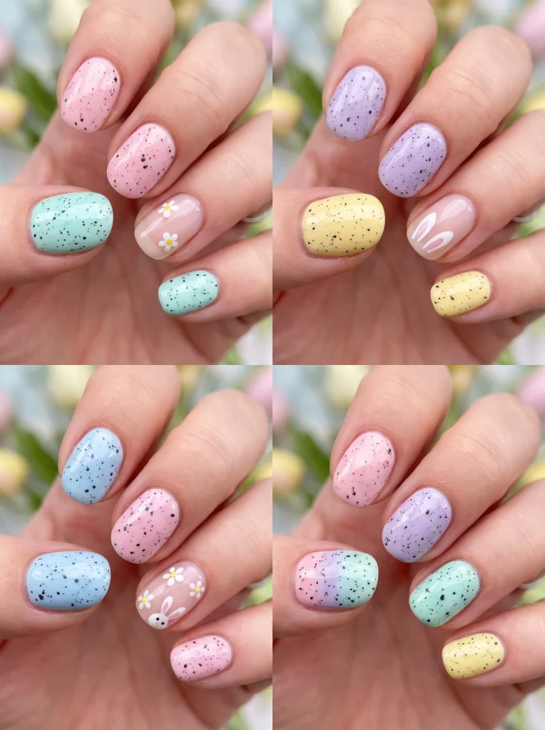 Easter Egg Speckled Spring Nails
