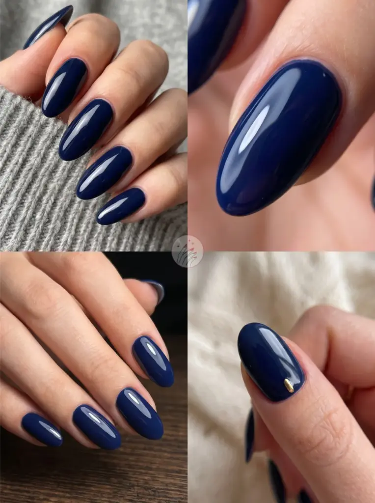 Elegant Nail Shape Navy Blue