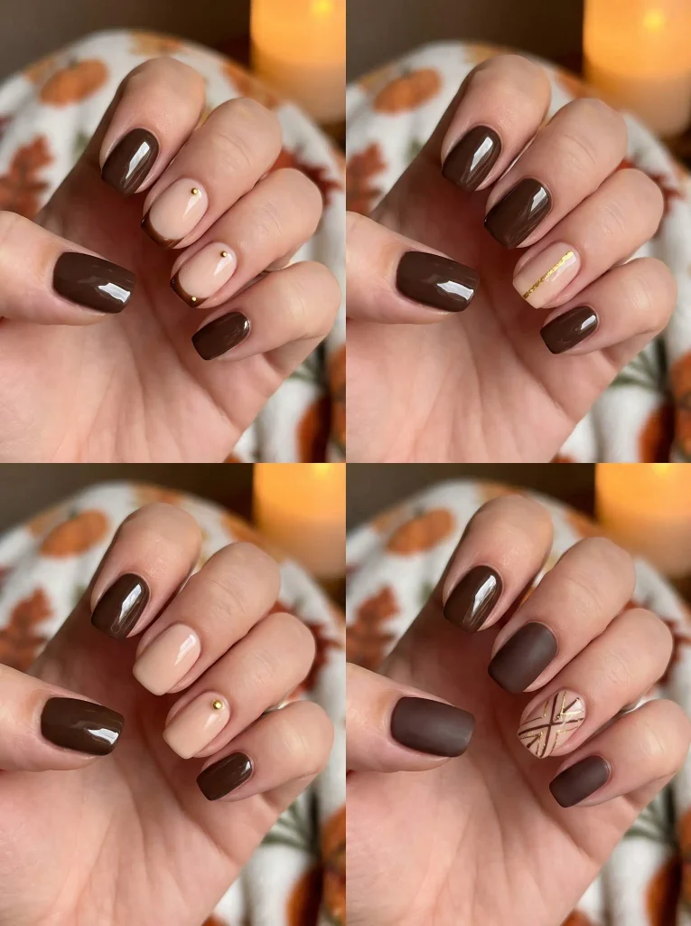 Espresso Brown Classy Fall Nails
