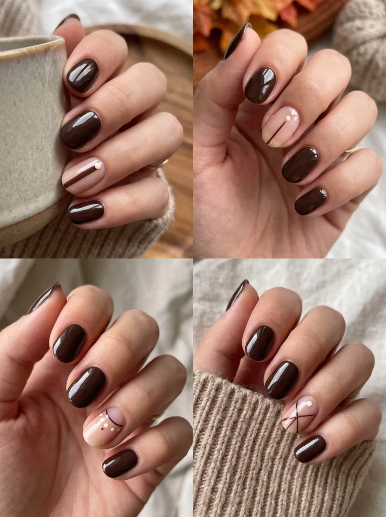 Espresso Brown Minimalist Fall Nails