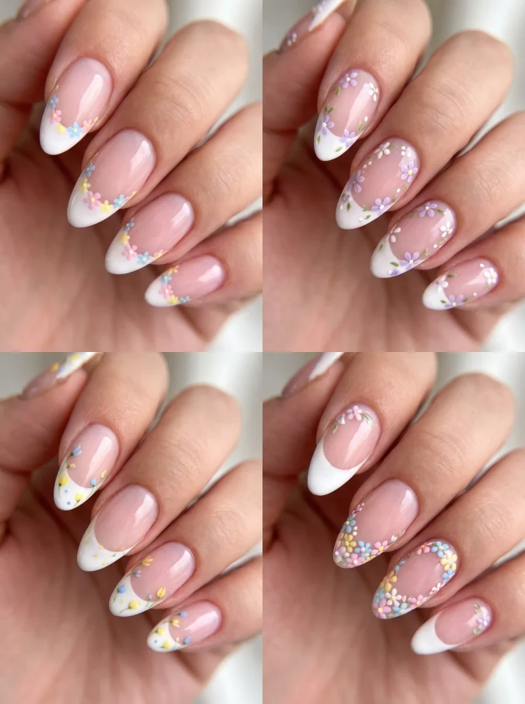 Floral Spring French Tip Nails