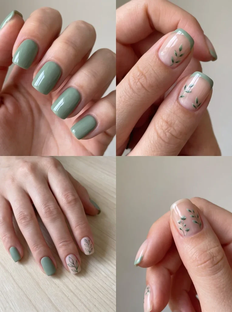 Fresh Sage Early Spring Nails