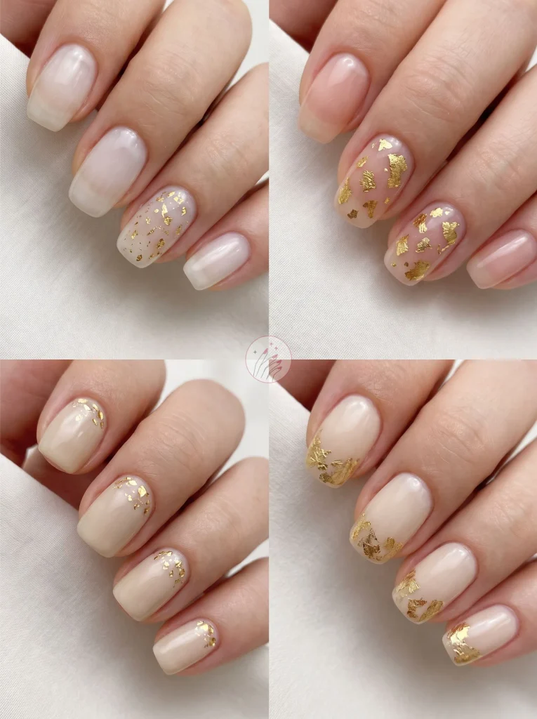 Gold Foil Accent Gel Nails