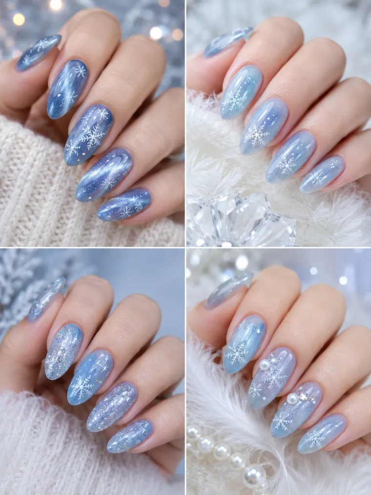 Icy Blue Snowflake Cat Eye