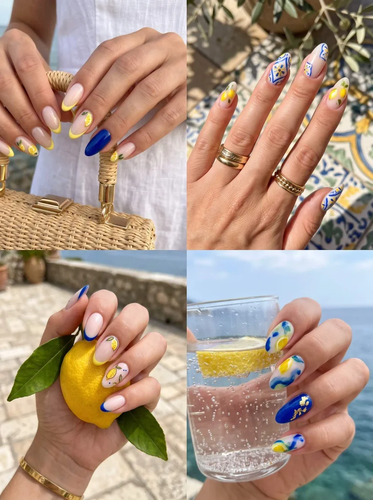 Italy Lemon Vacation Summer Nails