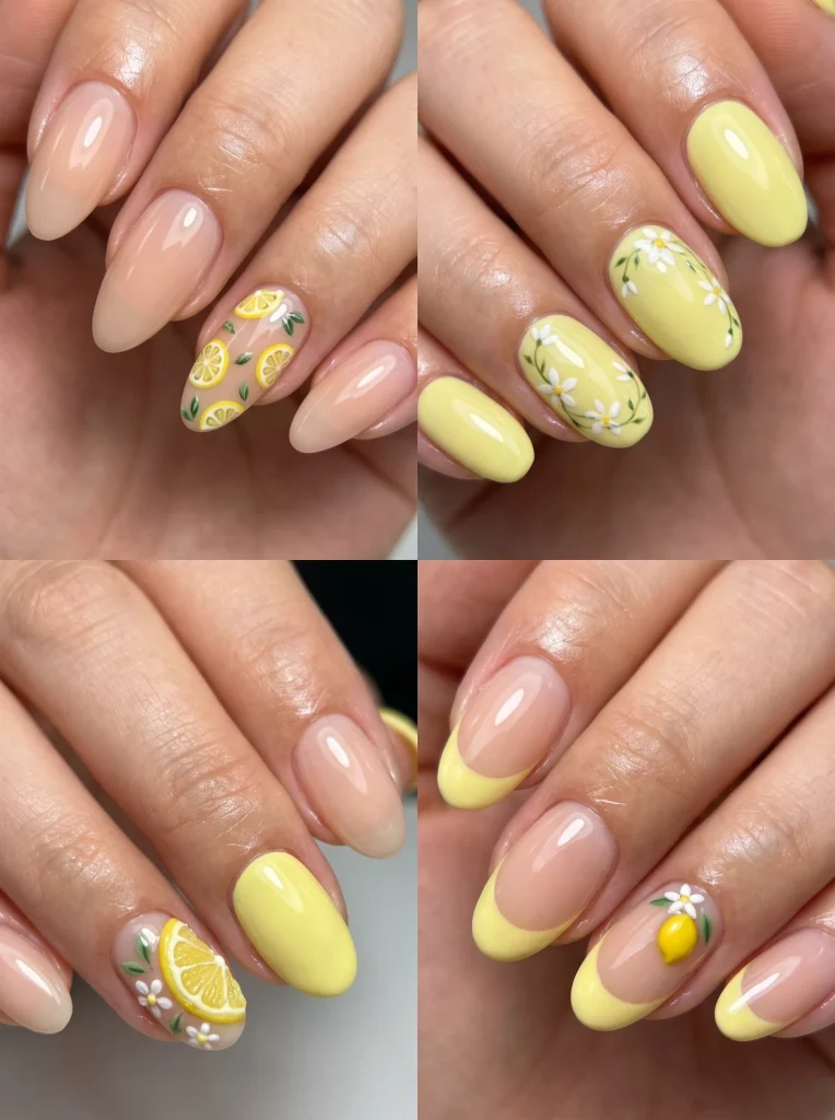 Lemon Citrus Summer Gel Nails