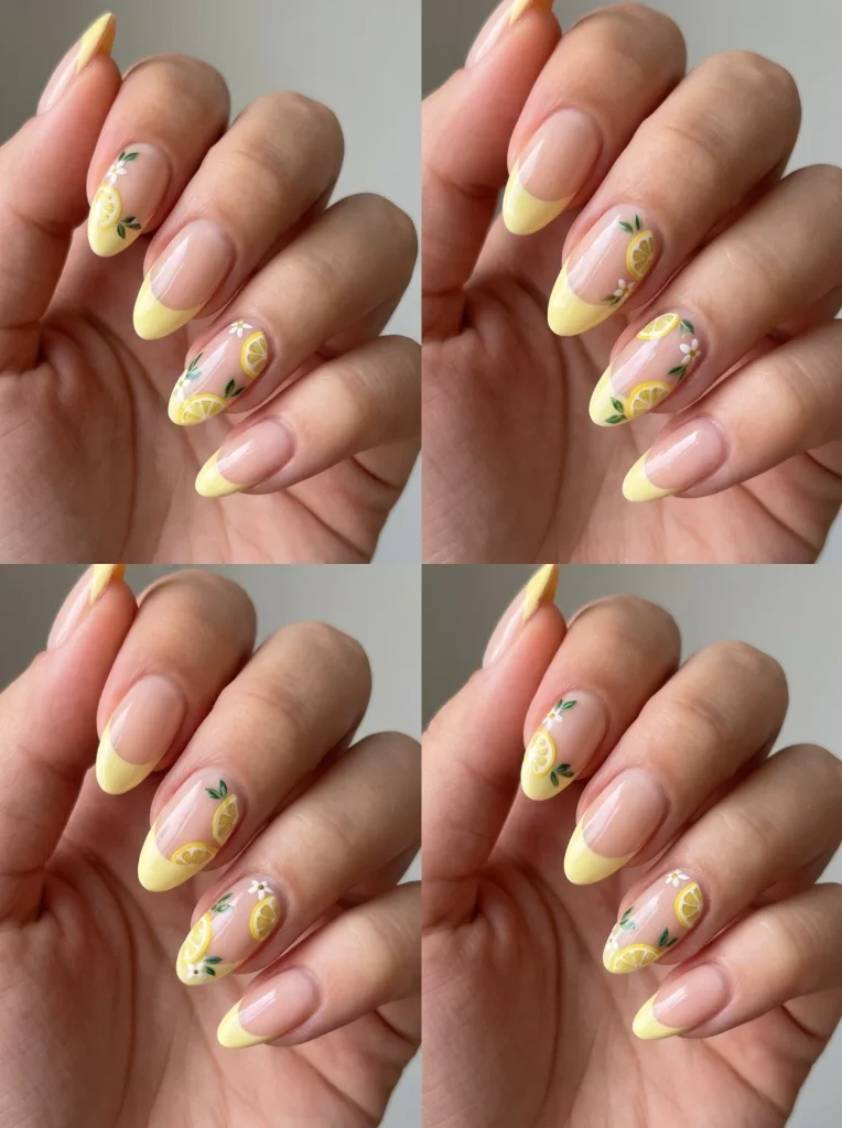 Lemon French Tip Spring Nails