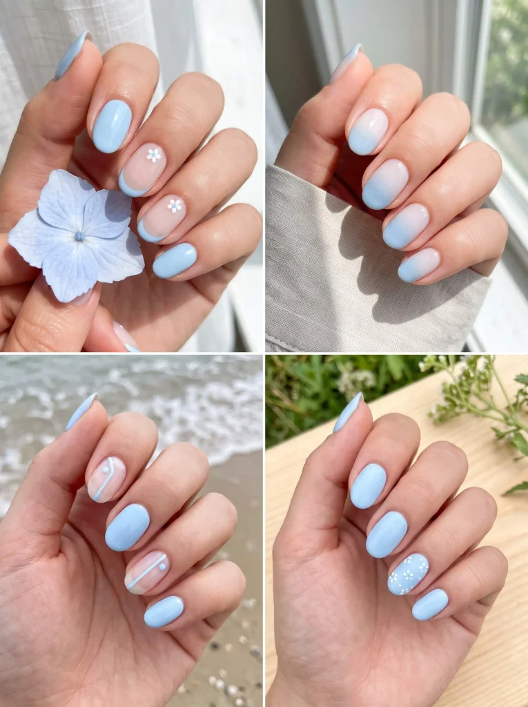 Light Blue Clean Summer Nails