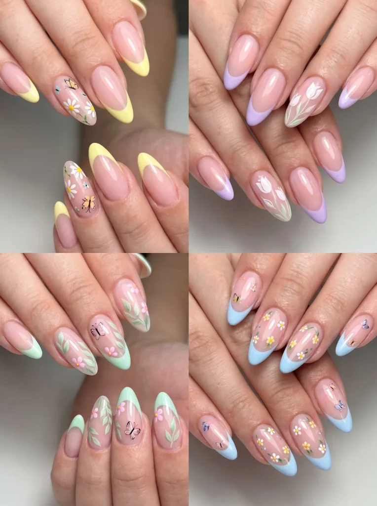 Long Acrylic Spring Garden Nails