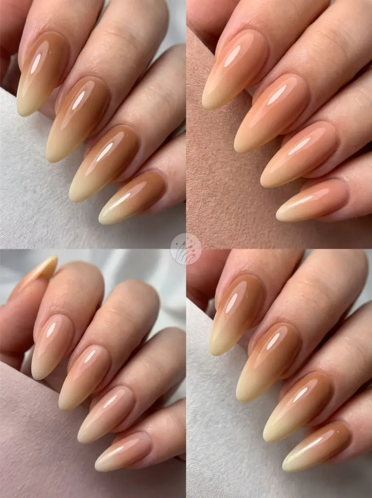 Long Almond Ombre Nude Acrylic Nails