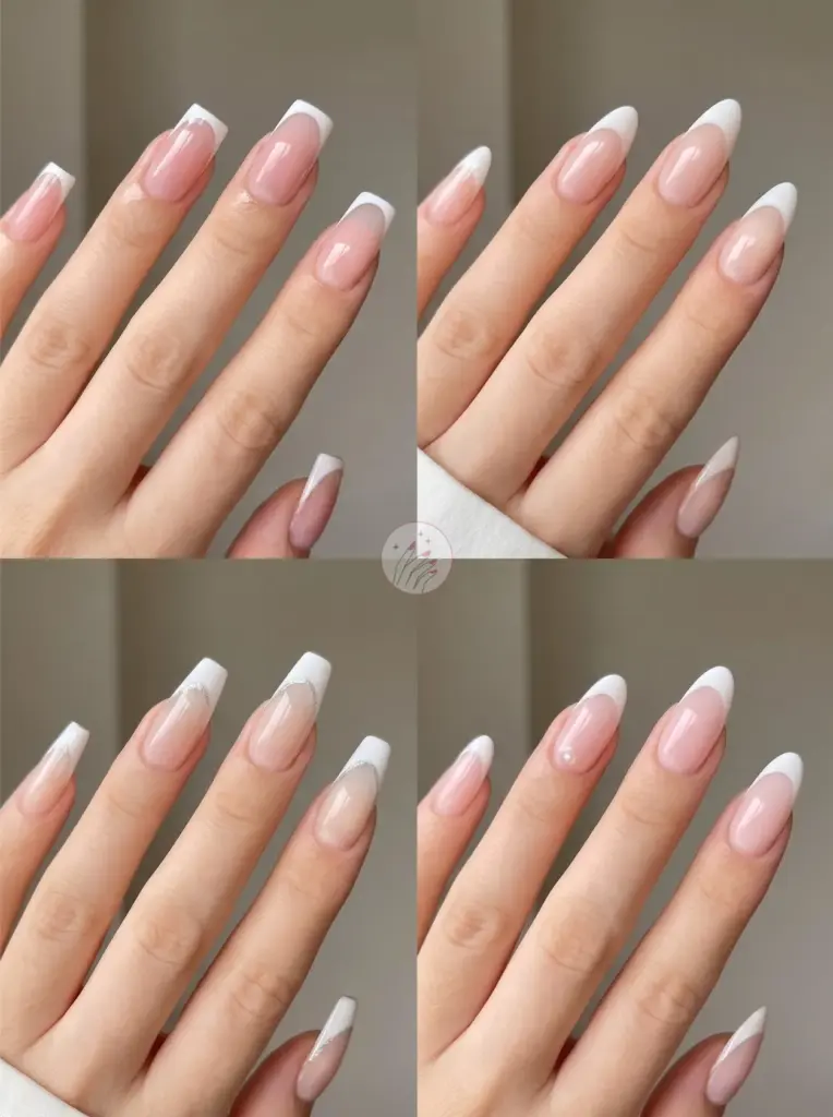 Long French Tip Nails Classic