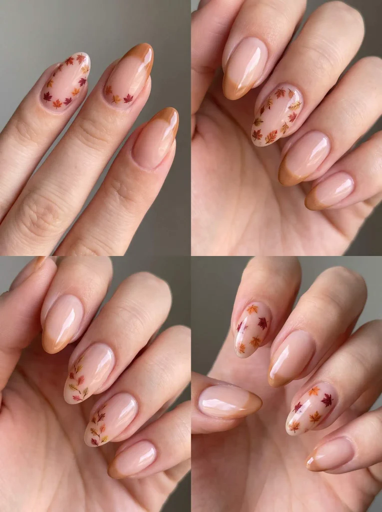 Maple Leaf Nude Fall Nails
