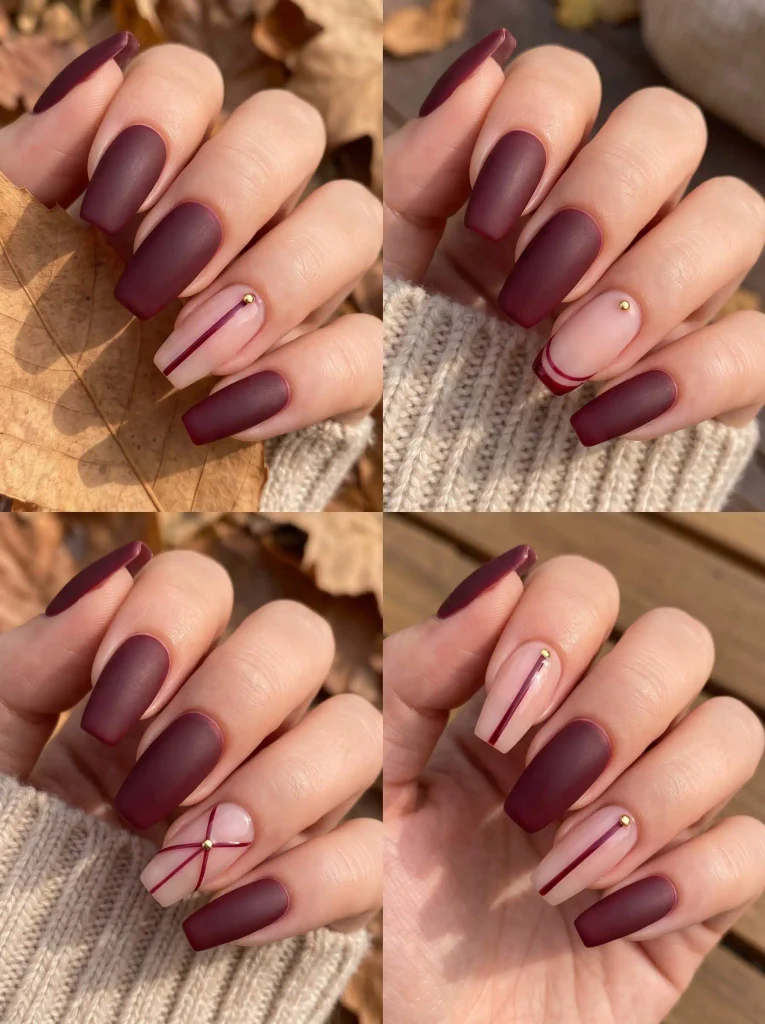 Matte Maroon Autumn Nail Designs