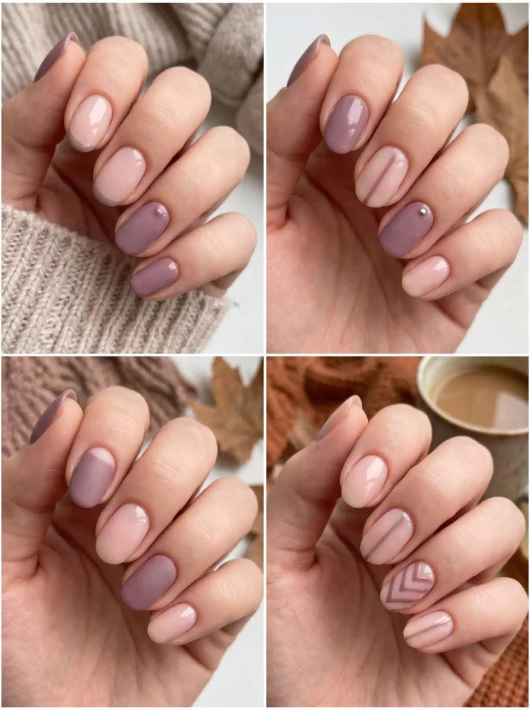 Mauve Neutral Fall Nail Designs