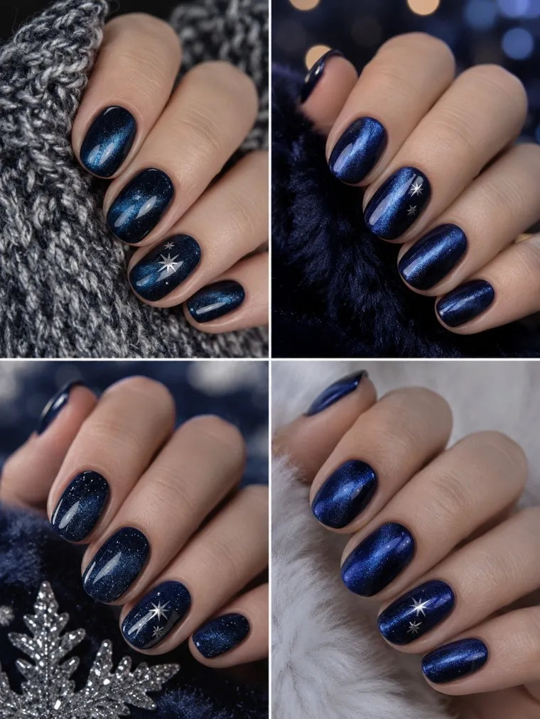 Midnight Navy Velvet Winter Nails