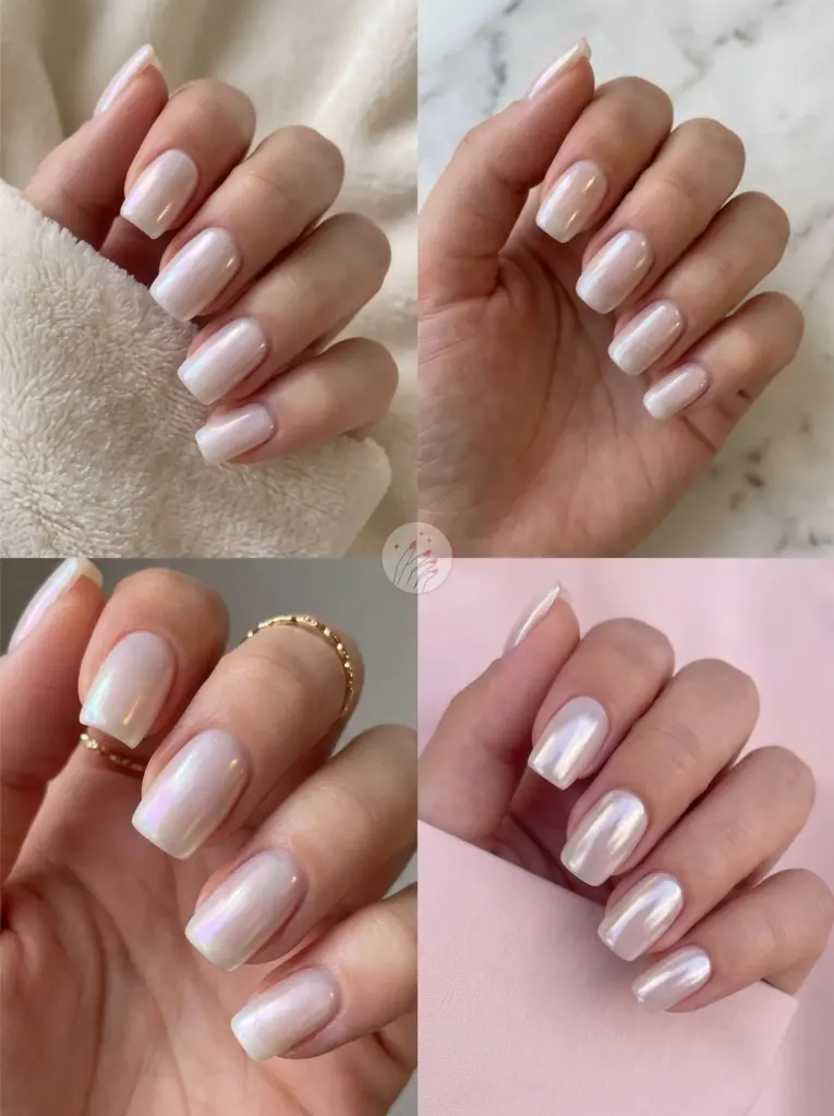 Milky Glazed Sheer Soft Square Nails