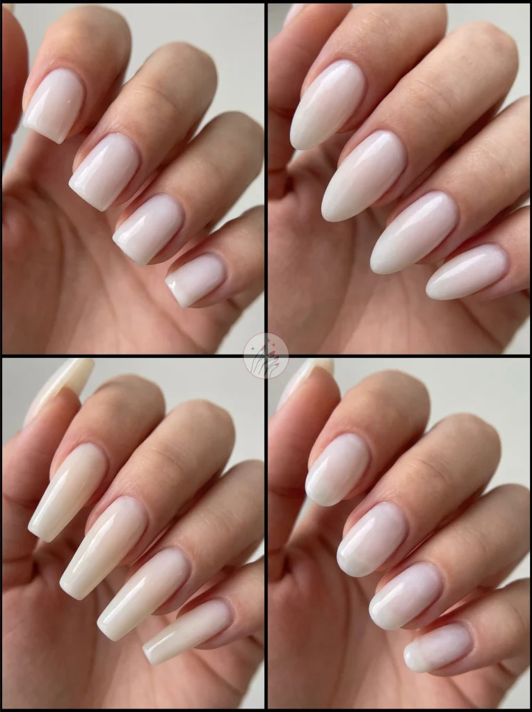 Milky White Polygel Nail Looks