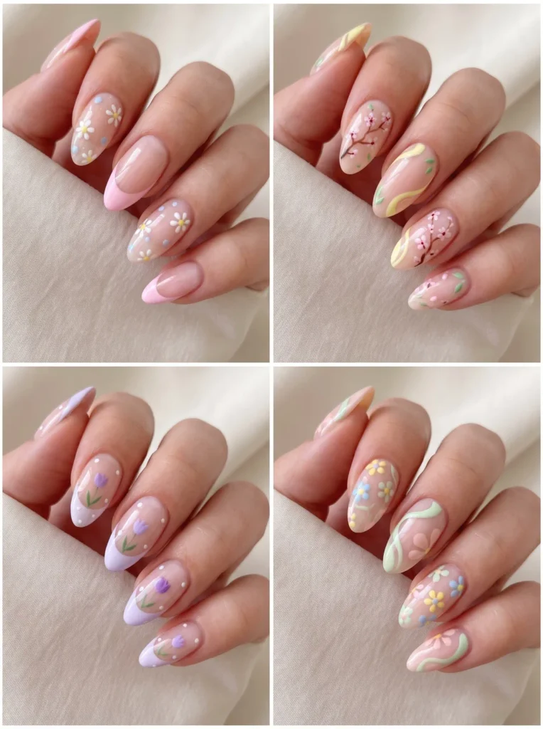 Mismatched Spring Bouquet Nail Art
