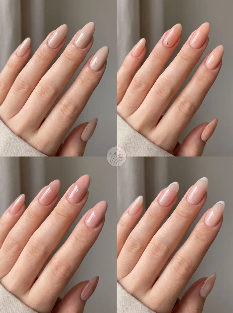 Nude Almond Gel Nail Ideas