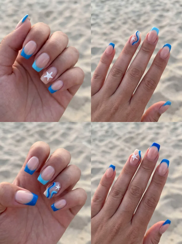 Ocean Blue French Summer Nails